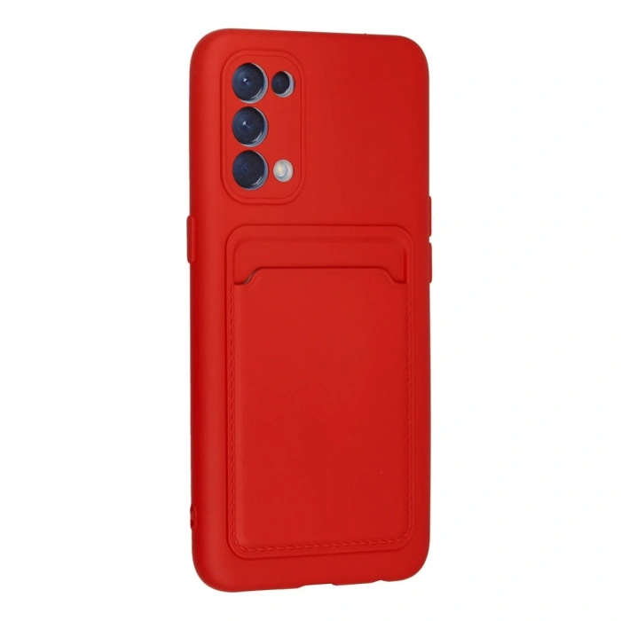 Oppo Reno 5 Kılıf Kelvin Kartvizitli Silikon - Kırmızı