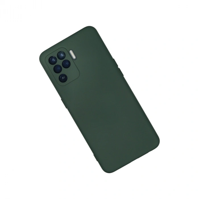 Oppo Reno 5 Lite Kılıf Nano İçi Kadife Silikon - Koyu Yeşil