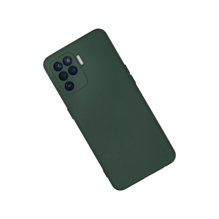 Oppo Reno 5 Lite Kılıf Nano İçi Kadife Silikon - Koyu Yeşil
