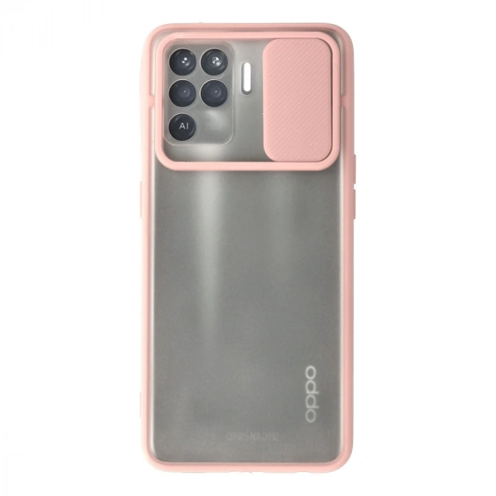 Oppo Reno 5 Lite Kılıf Palm Buzlu Kamera Sürgülü Silikon - Pembe