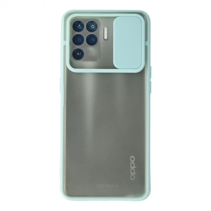 Oppo Reno 5 Lite Kılıf Palm Buzlu Kamera Sürgülü Silikon - Turkuaz