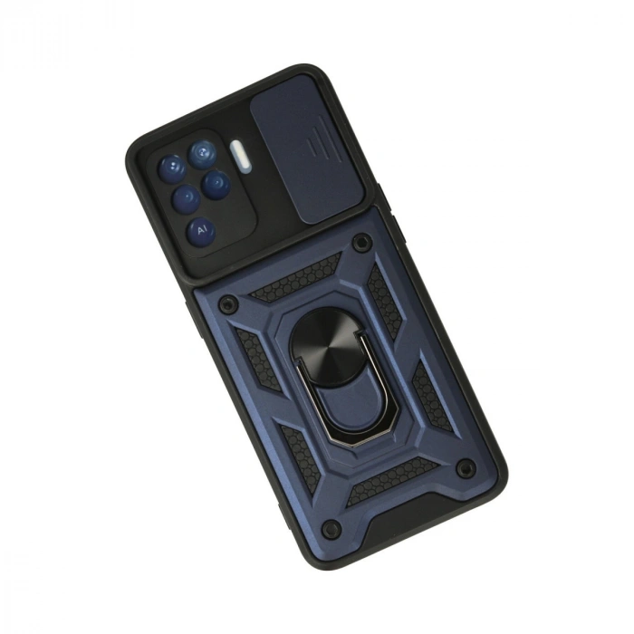 Oppo Reno 5 Lite Kılıf Pars Lens Yüzüklü Silikon - Lacivert