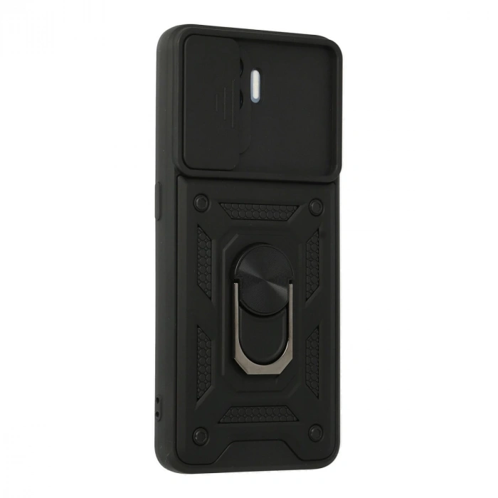 Oppo Reno 5 Lite Kılıf Pars Lens Yüzüklü Silikon - Siyah