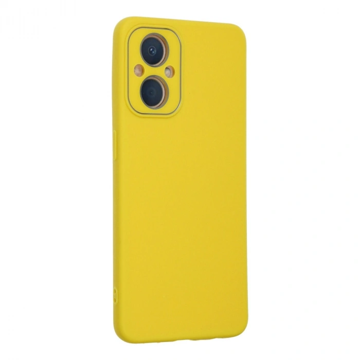 Oppo Reno 7 Lite Kılıf Lansman Glass Kapak - Sarı