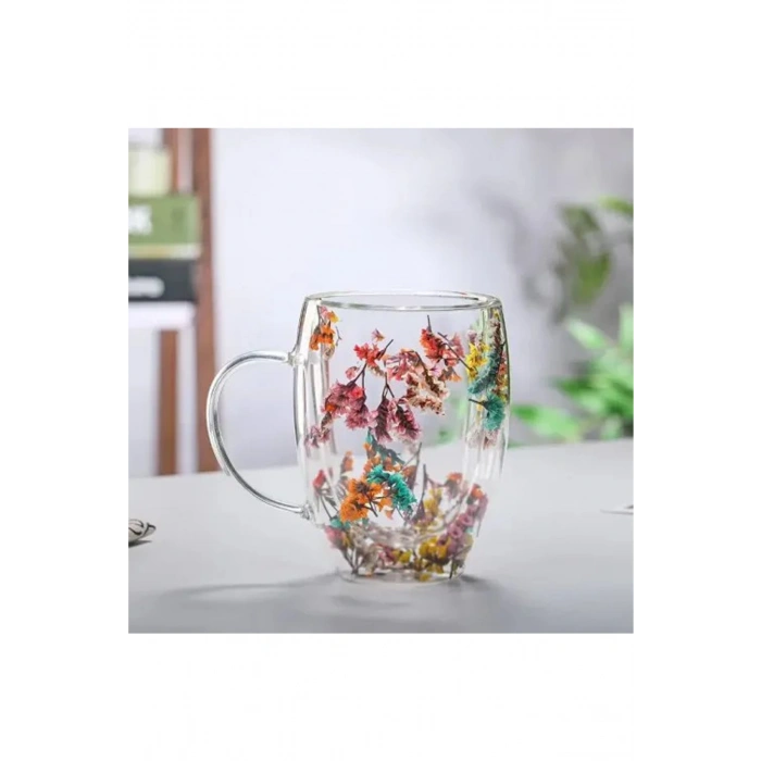 Organik Çiçekli Borosilikat Bardak 350 Ml.brd150 Bh (599)