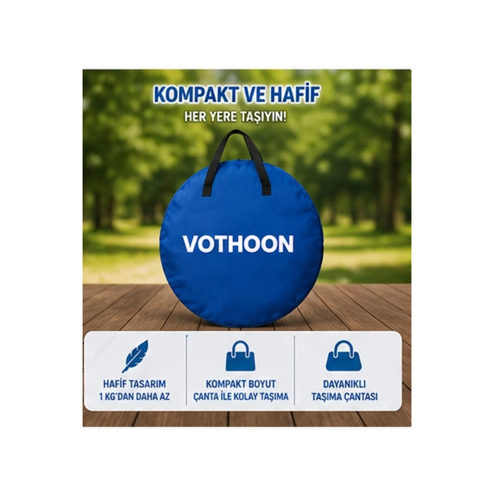 Otomatik Kabin Giyinme Çadırı 120x120x190 Cm Üst Havalandırma Yan Pencereli Duş & Wc Çadırı Mavi