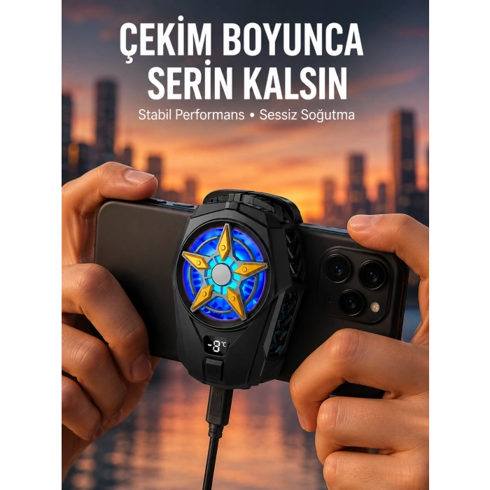 Oyunlar İçin Telefon Soğutucu – 65-85 Mm Uyumlu, Dijital Ekranlı Yeni Nesil