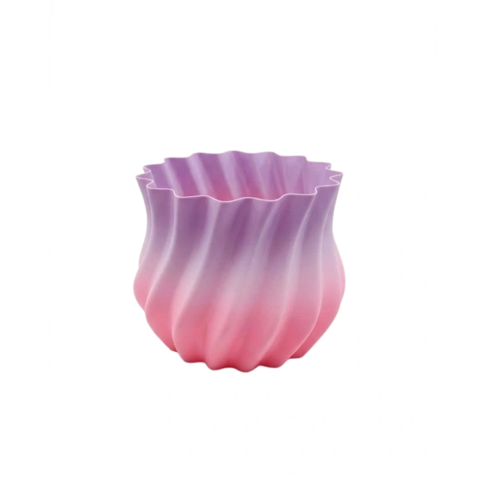 Pembe Lila Degrade Kıvrımlı 3d Vazo Es Ev Ofis Dekoru