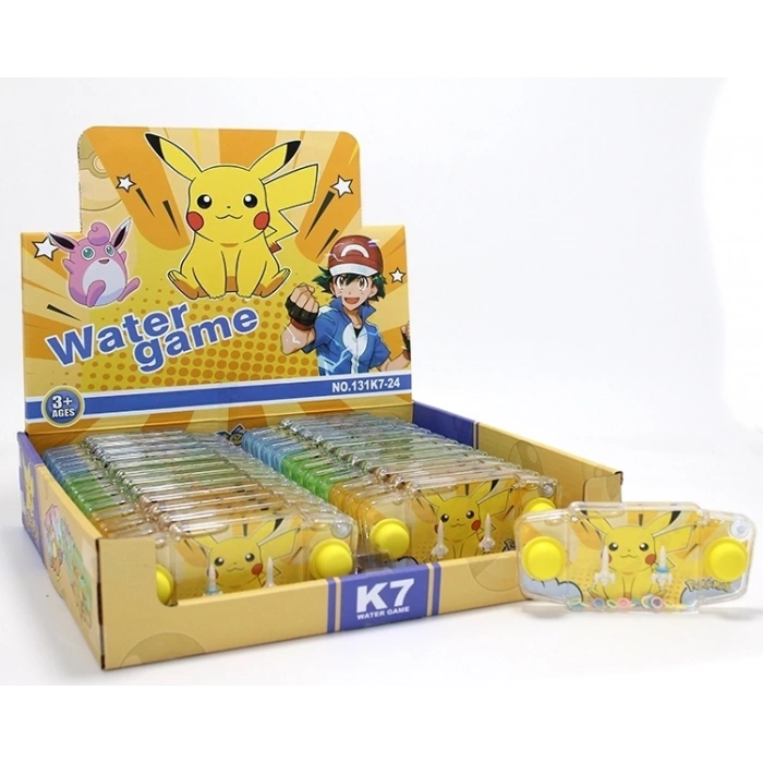Pikachu Baskılı Sulu Oyun - Şeffaf Gövdeli Dikdörtgen El Konsolu Su Oyunu Alk3990
