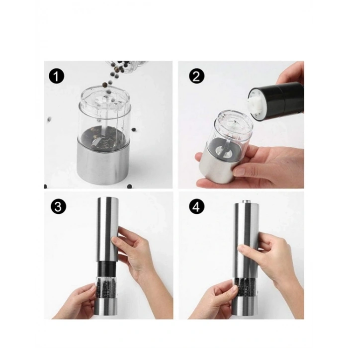 Pilli Otomatik Baharat Değirmeni Gıda Sınıfı Çelik Sessiz Öğütücü Alet