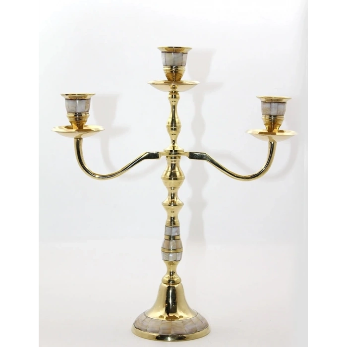 Pirinç Sedefli 3lü Şamdan 19124