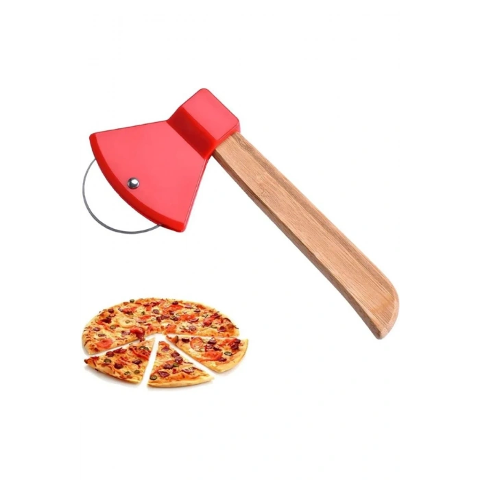 Pizza Kesici Bambu Saplı Balta Görünümlü Oval Kesicira311 (599)
