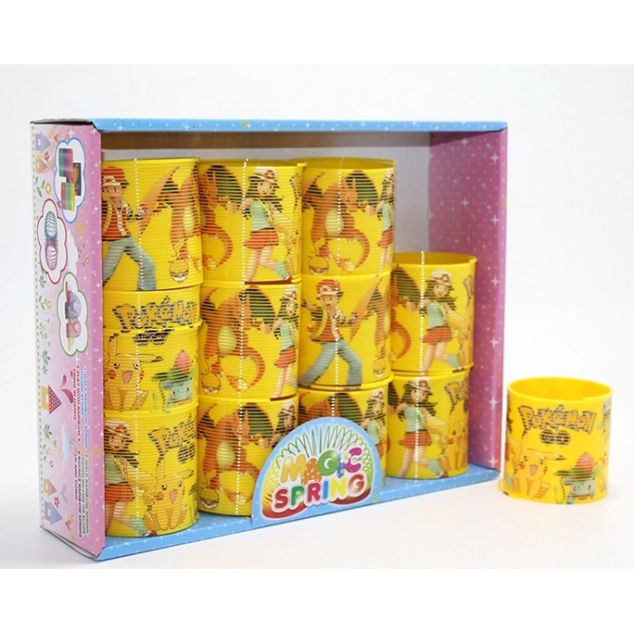 Pokemon Baskılı Stres Yayı - Sarı Plastik Nostaljik Oyuncak 12li Seti Alk3984