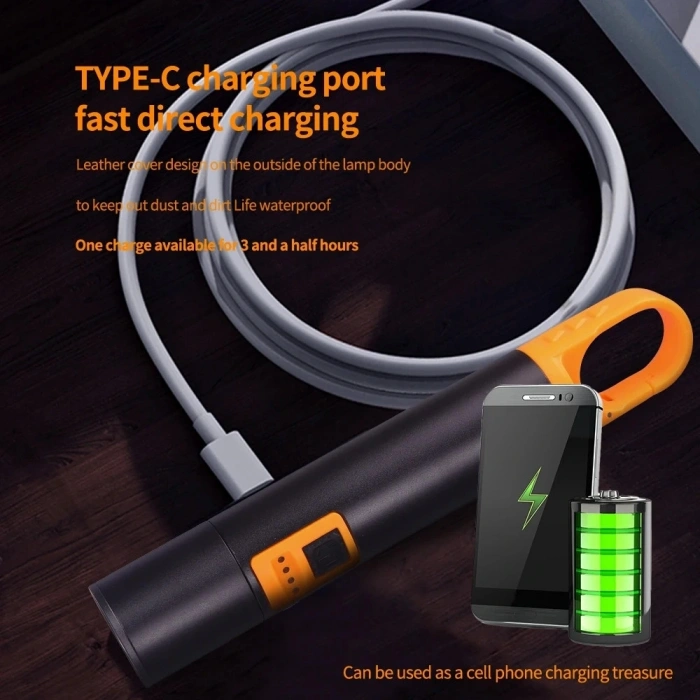 Police Ps-305 Şarjlı Göstergeli Askılı Zoomlu Tamirci El Feneri