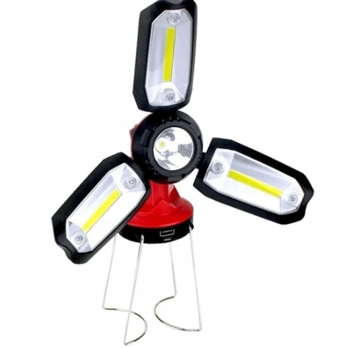 Polizei P-8801 Şarjlı Katlanabilir 3xcob Led+ 3w Led Çok Fonksiyonlu Kamp Feneri