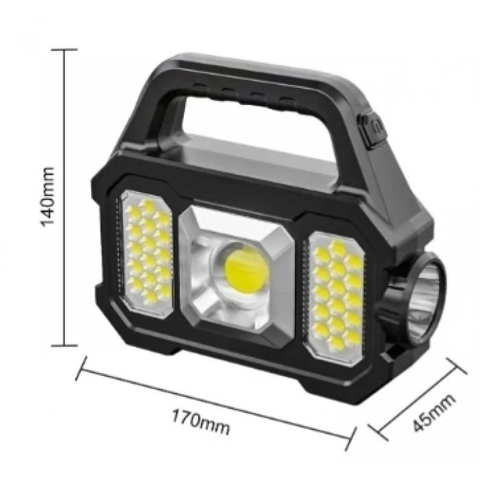 Polizei P-880a Solar Powerbanklı Şarjlı Taşınabilir Güçlü Fener