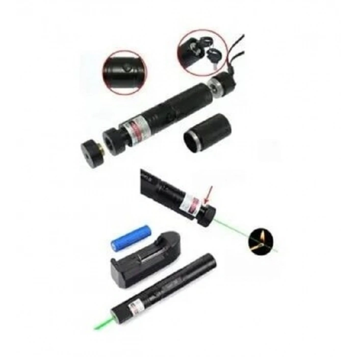 Polizei Şarjlı Turbo Yeşil Lazer Pointer Kibrit Yakabilen  Güç 1000mw
