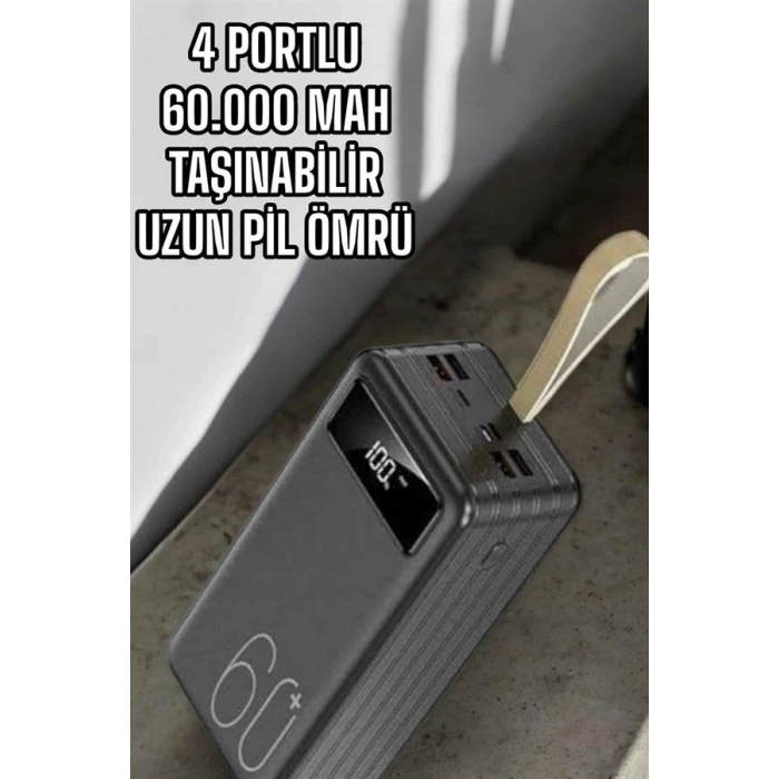 Powerbank 60.000 Mah Dijital Göstergeli 4 Portlu Taşınabilir