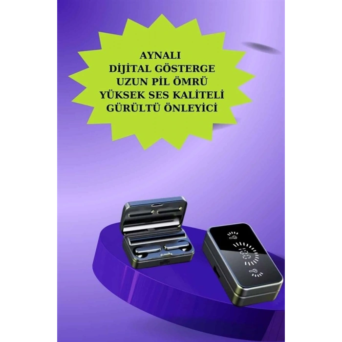 Powerbank Aynalı Bluetooth Kulaklık Ve Akıllı Saat Seti Anc Özelliği Dokunamatik