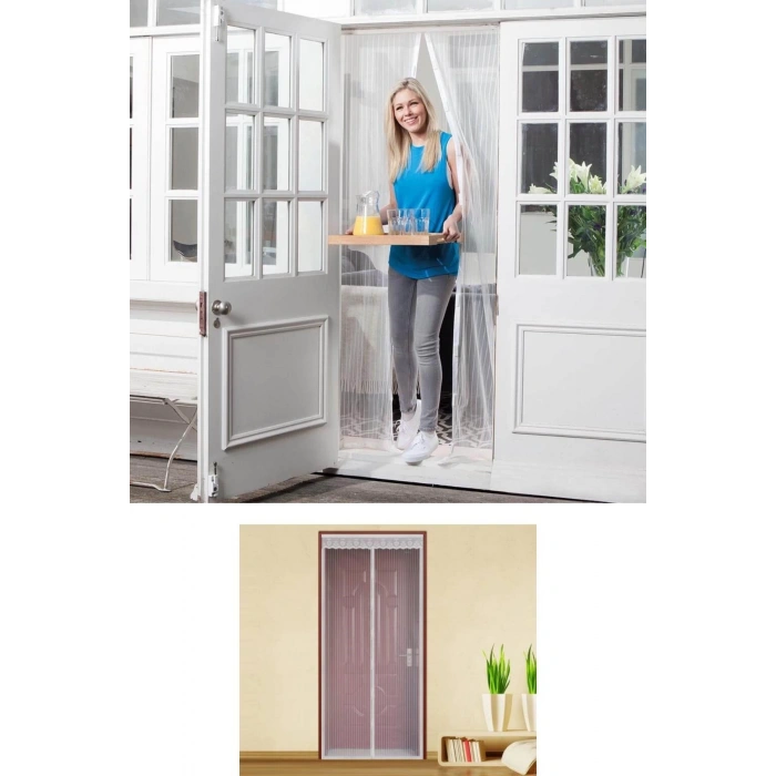 Pratik Manyetik Mıknatıslı Beyaz Kapı Pencere Sineklik Tülü 115 X 210 Cm