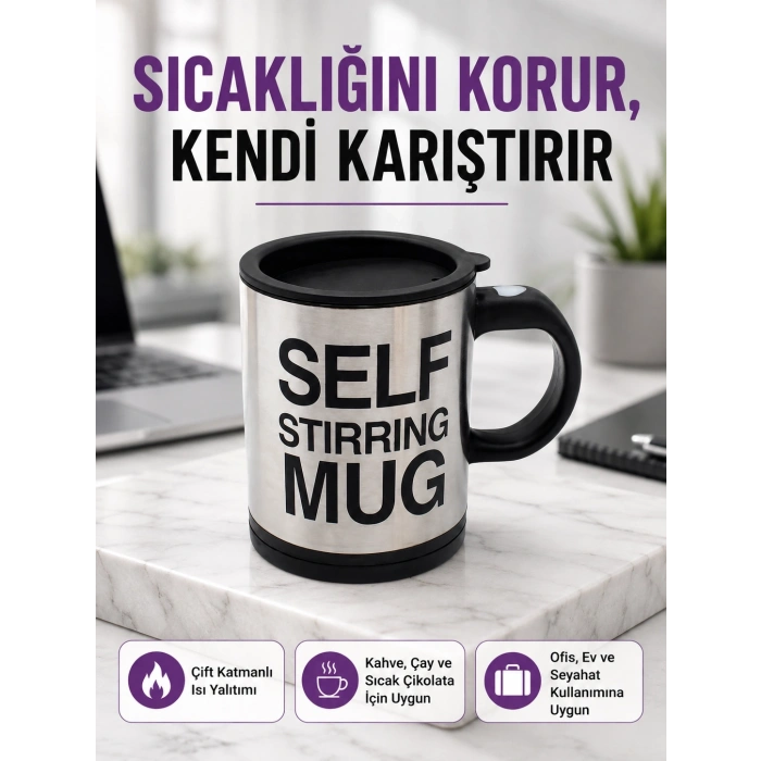 Pratik Ve Dayanıklı Termos Kupa | Tek Tuşla Otomatik Karıştırma
