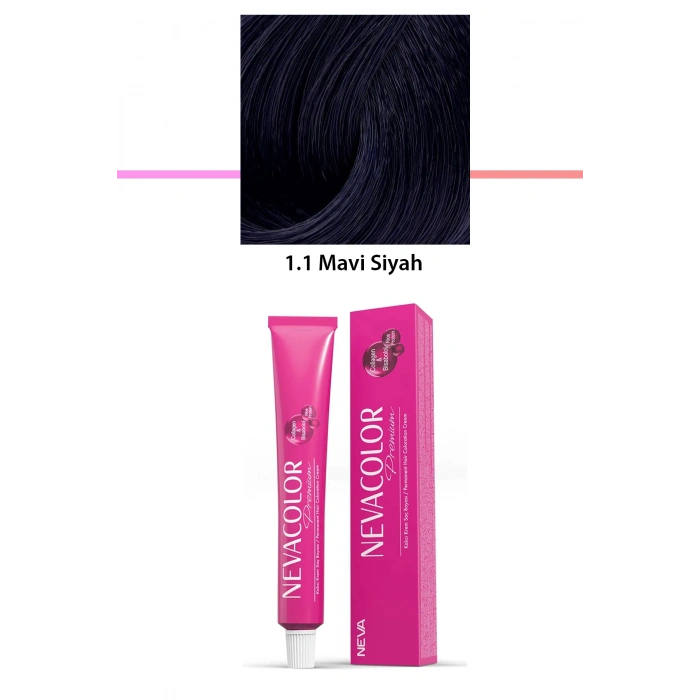 Premium 1.1 Mavi Siyah  Kalıcı Krem Saç Boyası 50 G Tüp (599)