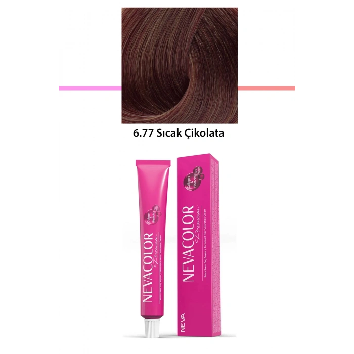 Premium 6.77 Sıcak Çikolata  Kalıcı Krem Saç Boyası 50 G Tüp (599)