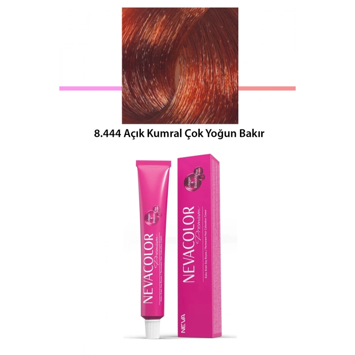 Premium 8.444 Açık Kumral Çok Yoğun Bakır  Kalıcı Krem Saç Boyası 50 G Tüp (599)