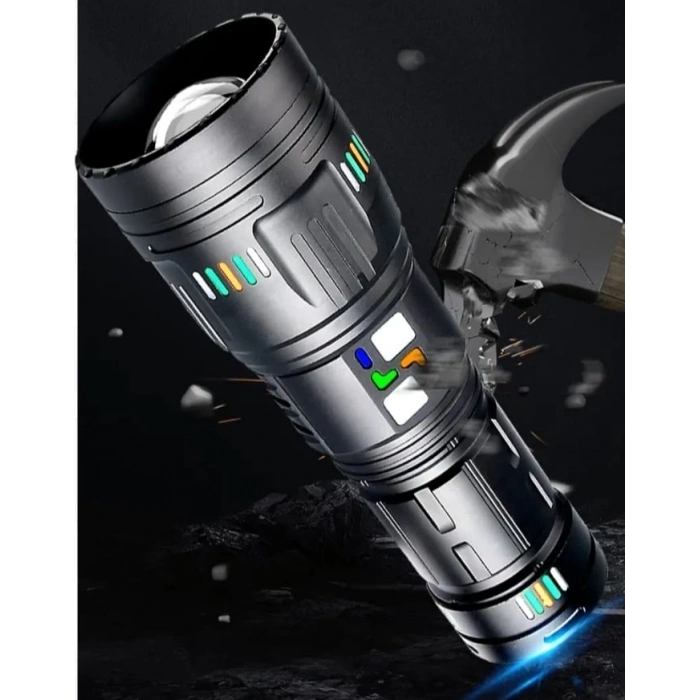 Pro F-3002 Alüminyum Tg Led Gece Şeritli Type-c Şarjlı El Feneri
