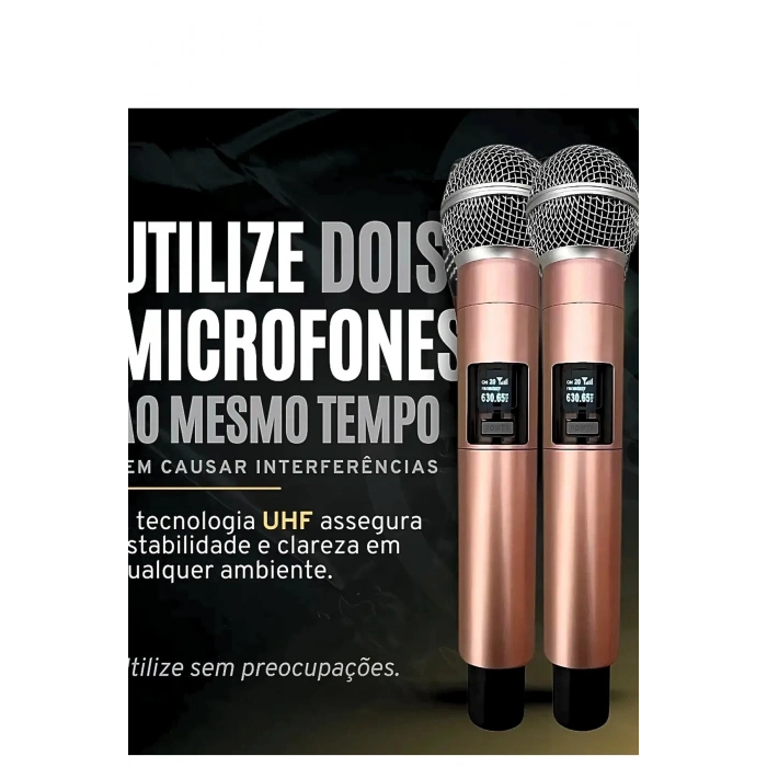 Profesyonel Çiftli Kablosuz Mikrofon Seti Karaoke Şarj Edilebilir 50 Metre Mesafe Rose