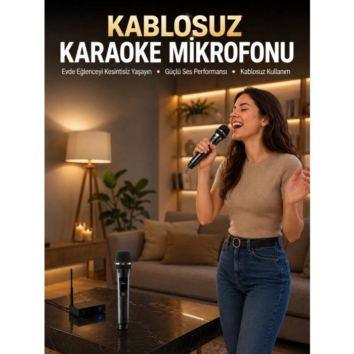 Profesyonel Kablosuz Mikrofon Seti Çift Mikrofonlu