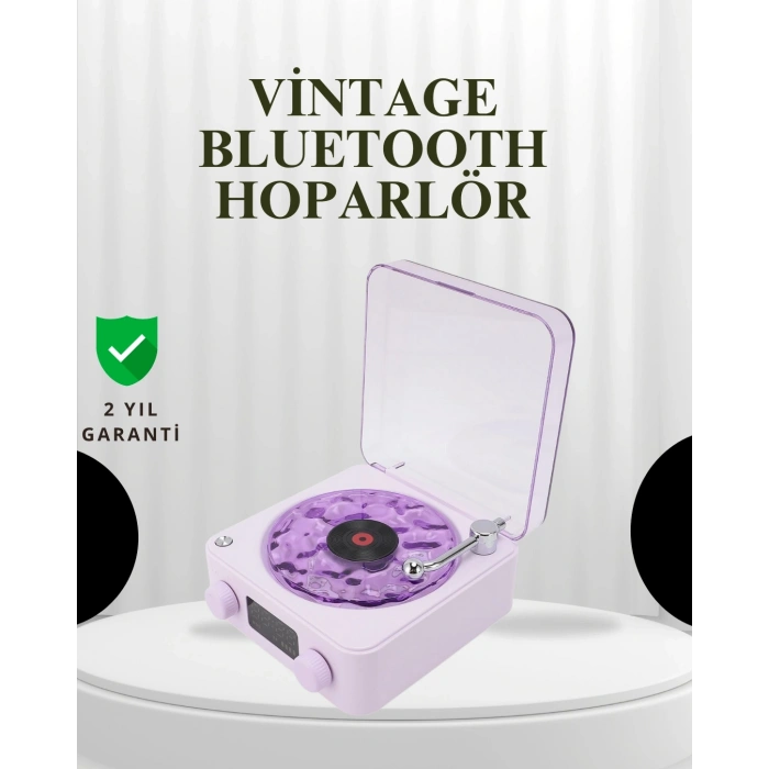 Projektörlü Gece Lambalı Retro Hoparlör – Taşınabilir Bluetooth Speaker