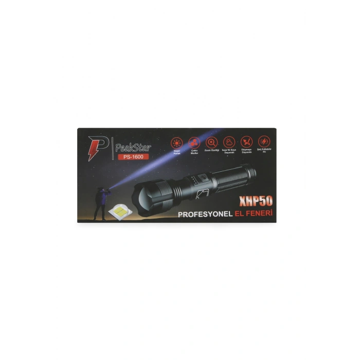 Ps-1600 Süper Parlak Led Zoomlu 5 Mod Su Geçirmez Profesyonel Kamp Bekçi Avcı Feneri