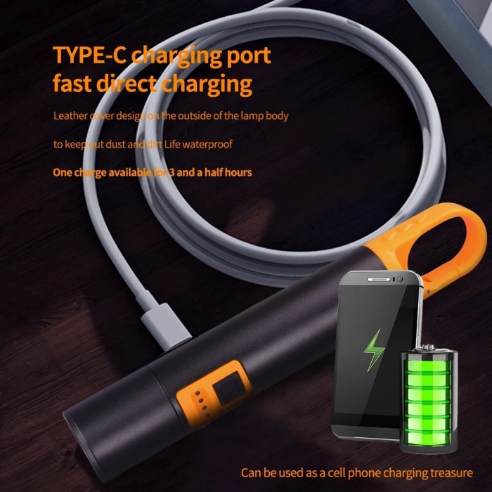 Ps-305 Şarjlı Göstergeli Askılı Zoomlu Tamirci El Feneri