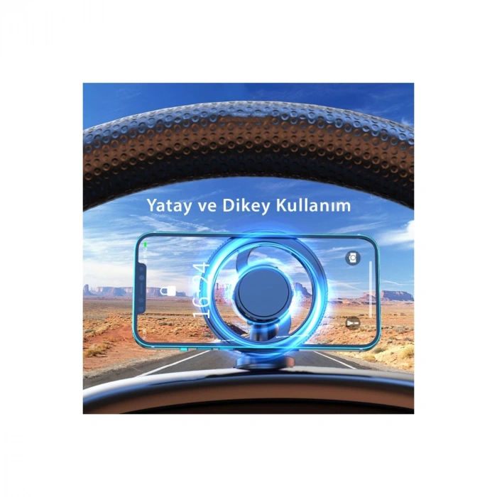 Q38 Ayarlanabilir Yapışkanlı Manyetik Magsafe Araç Tutucu - Siyah