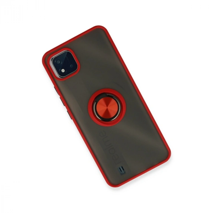 Realme C11 2021 Kılıf Montreal Yüzüklü Silikon Kapak - Kırmızı