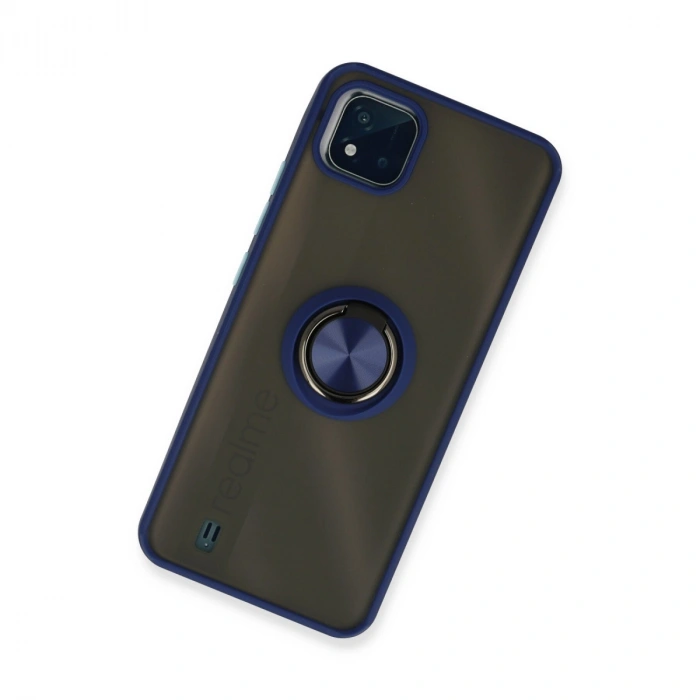 Realme C11 2021 Kılıf Montreal Yüzüklü Silikon Kapak - Lacivert