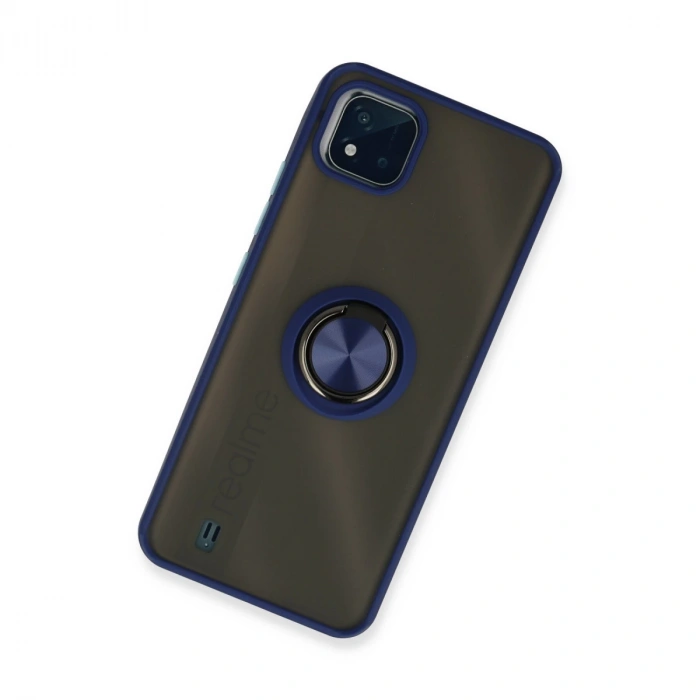 Realme C11 2021 Kılıf Montreal Yüzüklü Silikon Kapak - Lacivert
