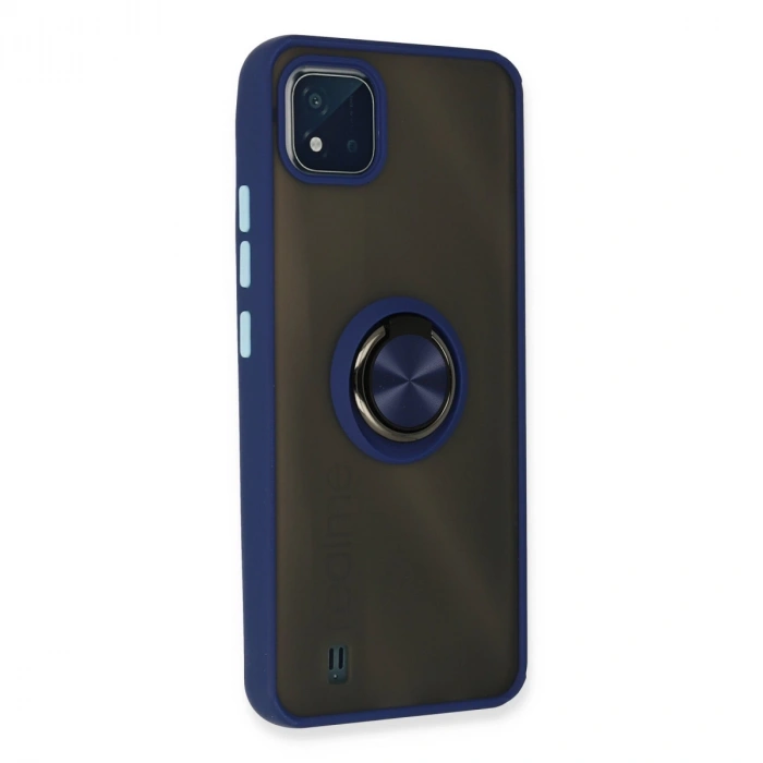 Realme C11 2021 Kılıf Montreal Yüzüklü Silikon Kapak - Lacivert