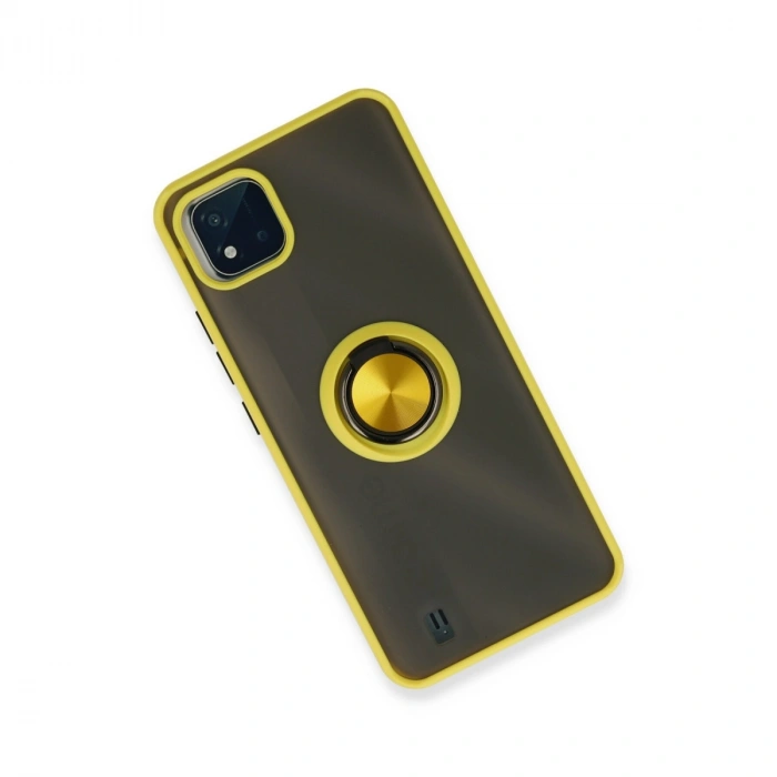 Realme C11 2021 Kılıf Montreal Yüzüklü Silikon Kapak - Sarı