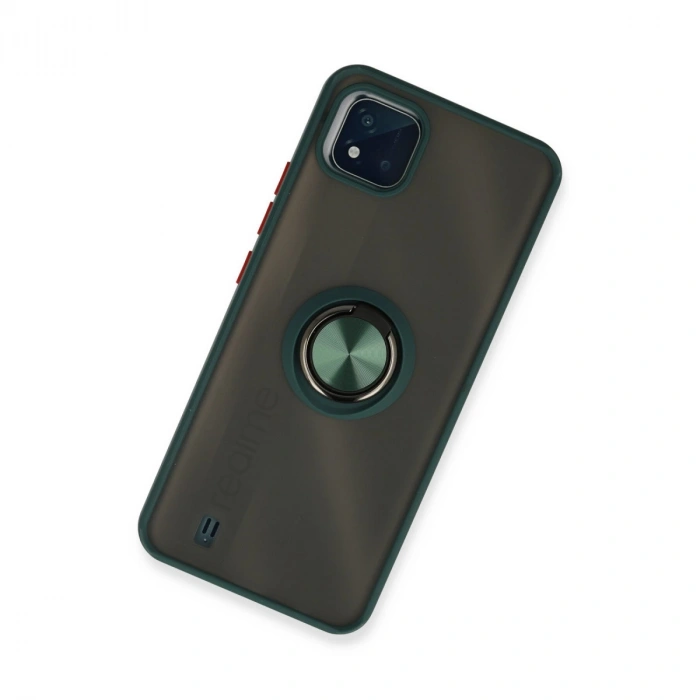 Realme C11 2021 Kılıf Montreal Yüzüklü Silikon Kapak - Yeşil