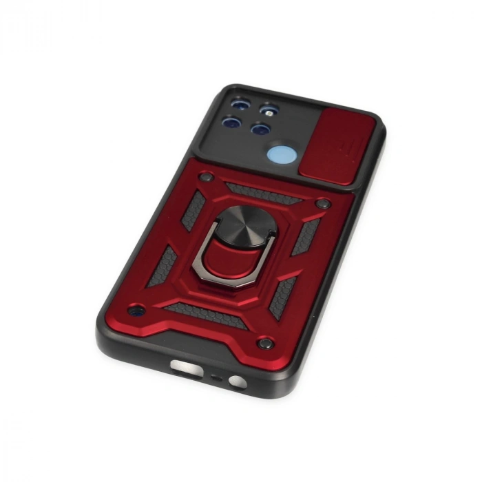 Realme C25y Kılıf Pars Lens Yüzüklü Silikon - Kırmızı