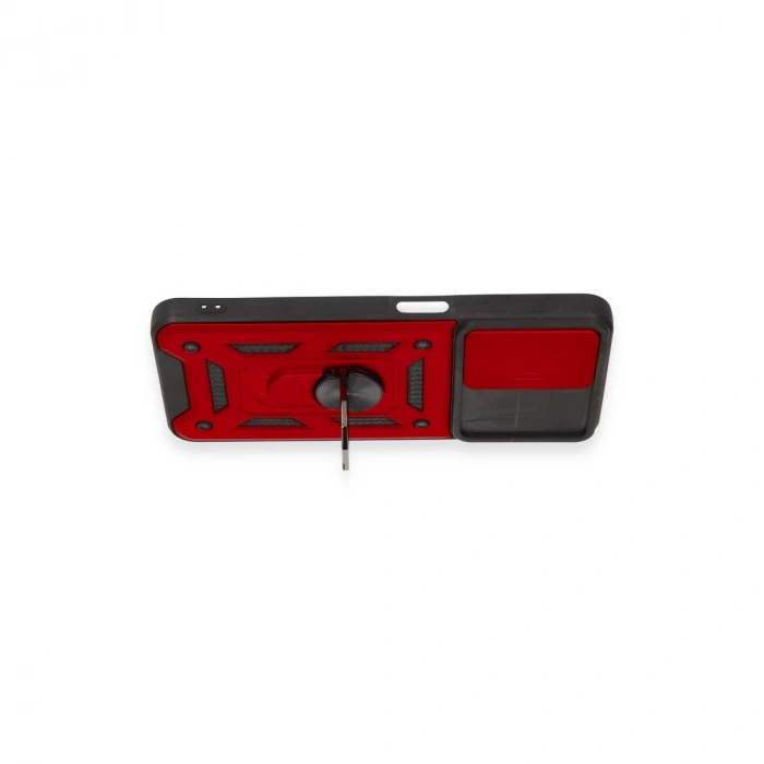 Realme C35 Kılıf Pars Lens Yüzüklü Silikon - Kırmızı