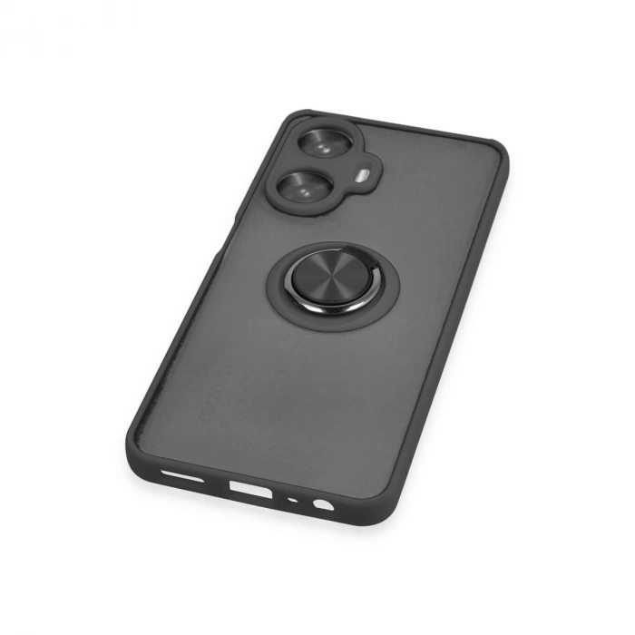 Realme C55 Kılıf Montreal Yüzüklü Silikon Kapak - Siyah