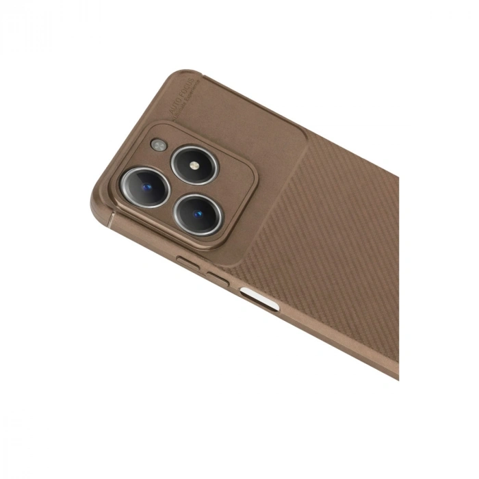 Realme C61 Kılıf Auto Focus Karbon Kapak - Kahverengi