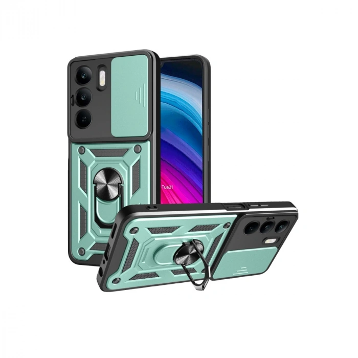 Realme C75 4g Kılıf Pars Lens Yüzüklü Silikon - Yeşil