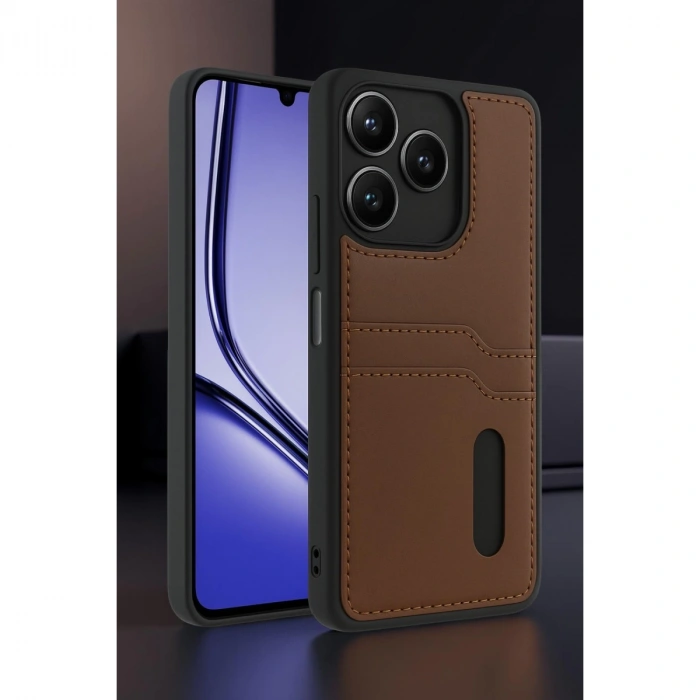 Realme Note 50 4g Kılıf Sara Kartvizitli Deri Kılıf - Koyu Yeşil