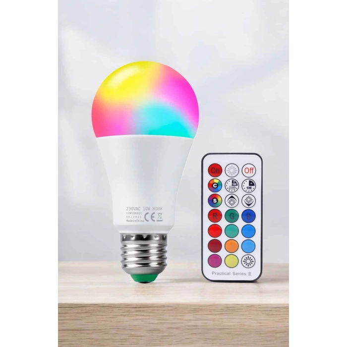 Renk Değiştirebilen Rgb Işıklı Led Ampul A+enerji 10 Watt Led Işık