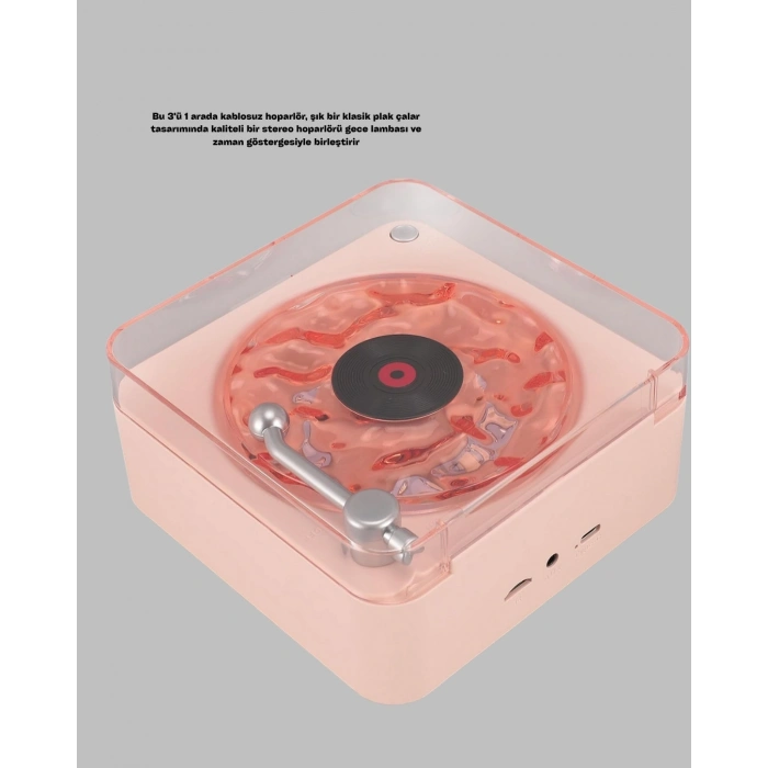 Retro Bluetooth Hoparlör Pembe