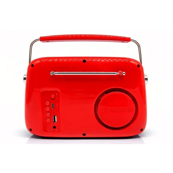 Retro Tasarımlı Bluetooth Fm Radyo Kırmızı